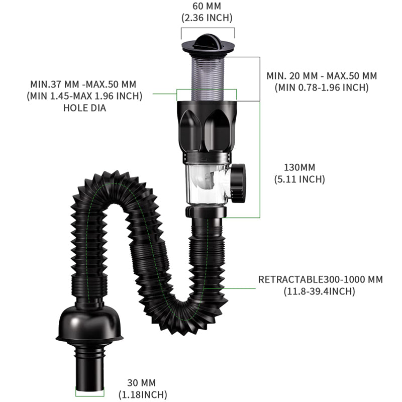 Telescope Drain Pipe with Odor Trap