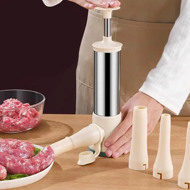 Manual Stainless Steel Sausage Filler with 4 Nozzles