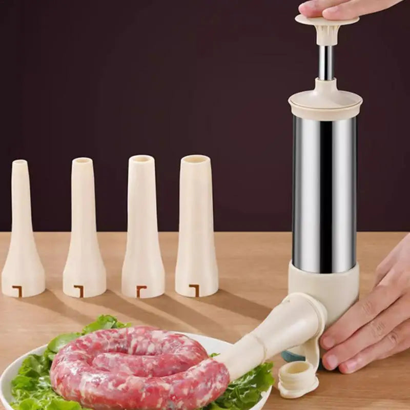 Manual Stainless Steel Sausage Filler with 4 Nozzles