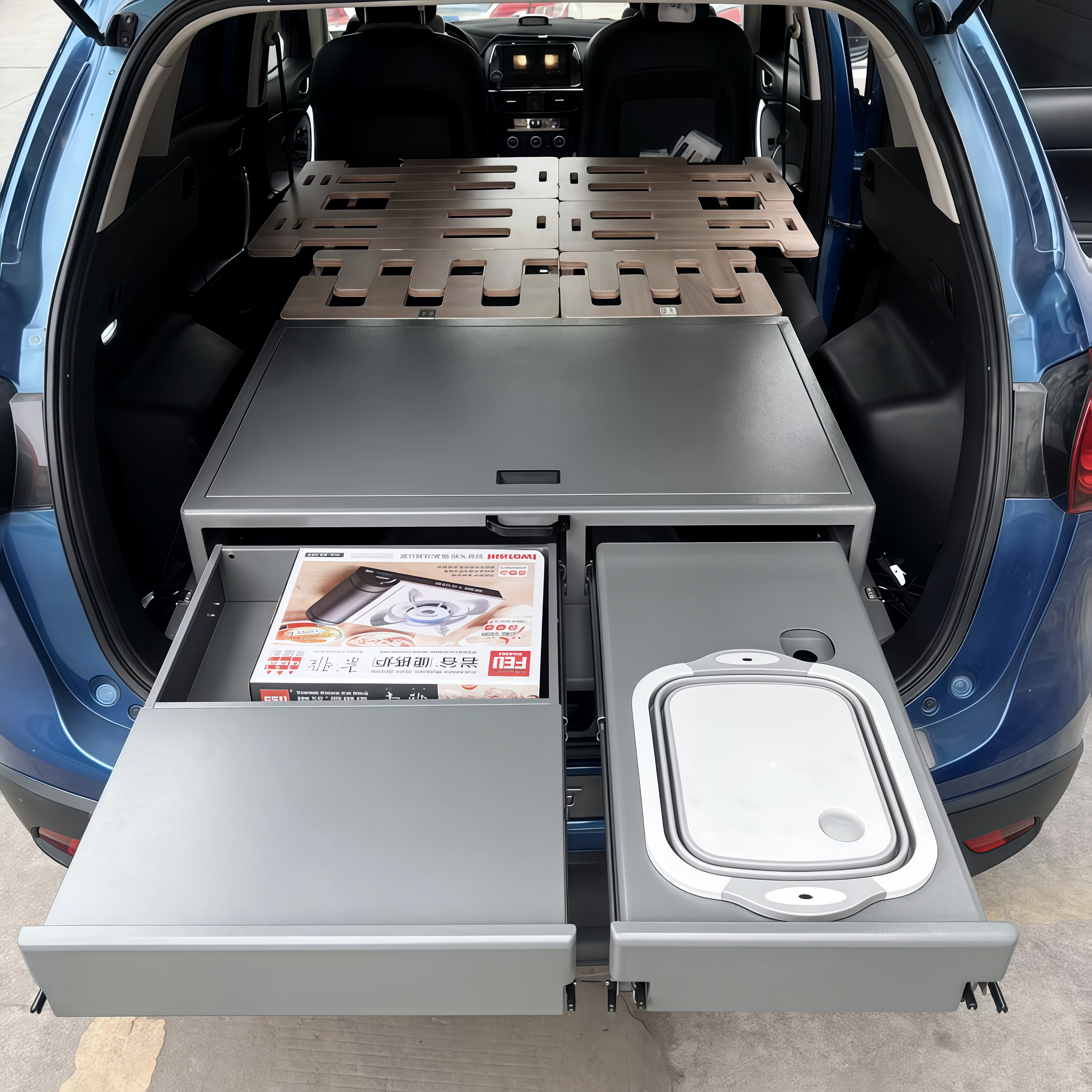 Sleeping Platform for SUV Camping with Storage Drawers