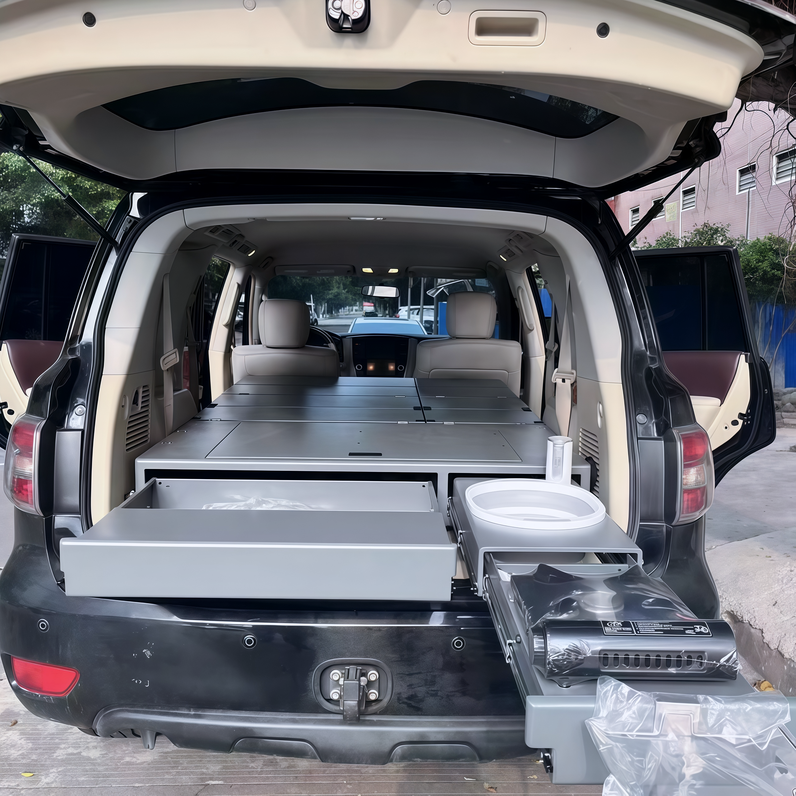 Sleeping Platform for SUV Camping with Storage Drawers