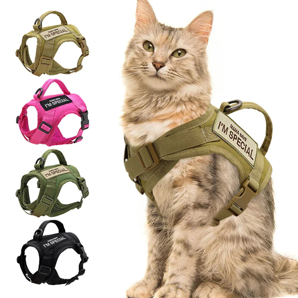 Tactical Cat Harness Vest with D-Ring for Leash Attachment