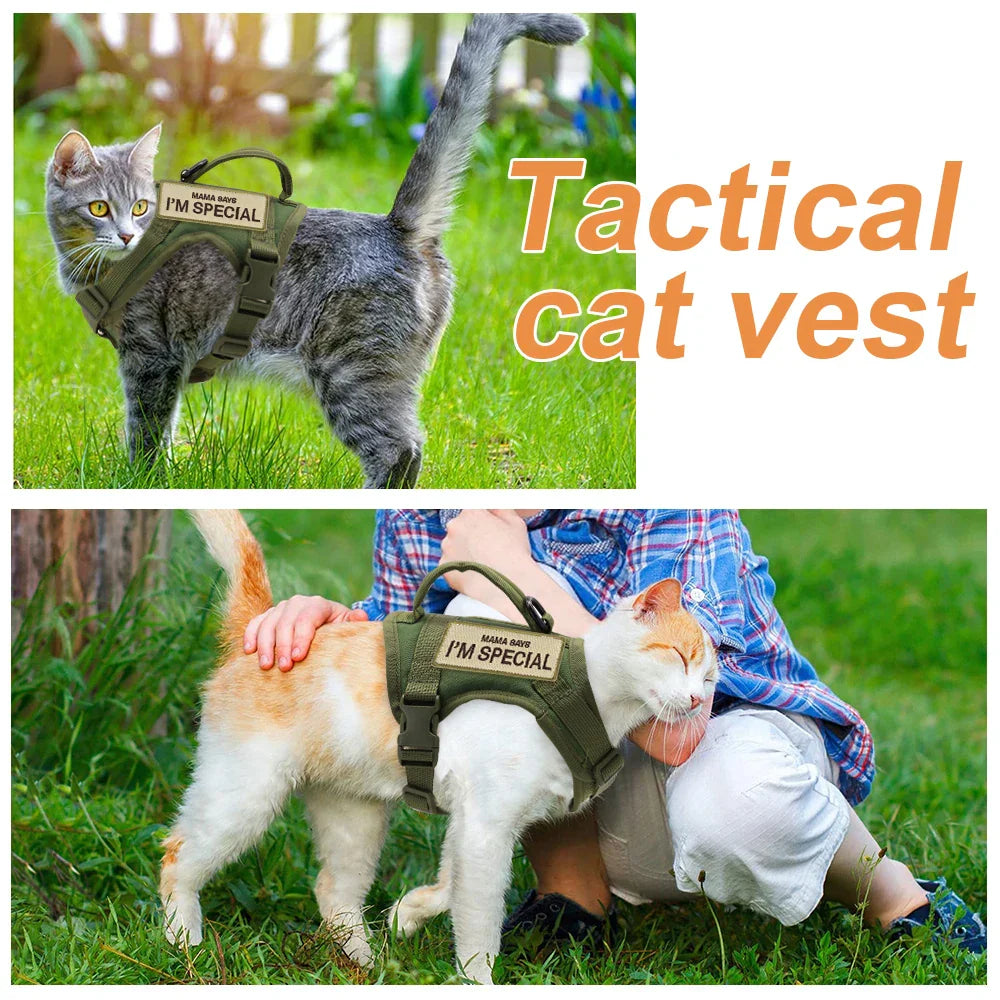 Tactical Cat Harness Vest with D-Ring for Leash Attachment