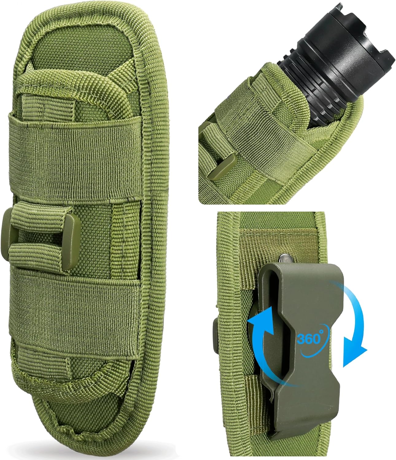 360° Rotating Belt Clip Holster for Tactical Flashlight Pouch