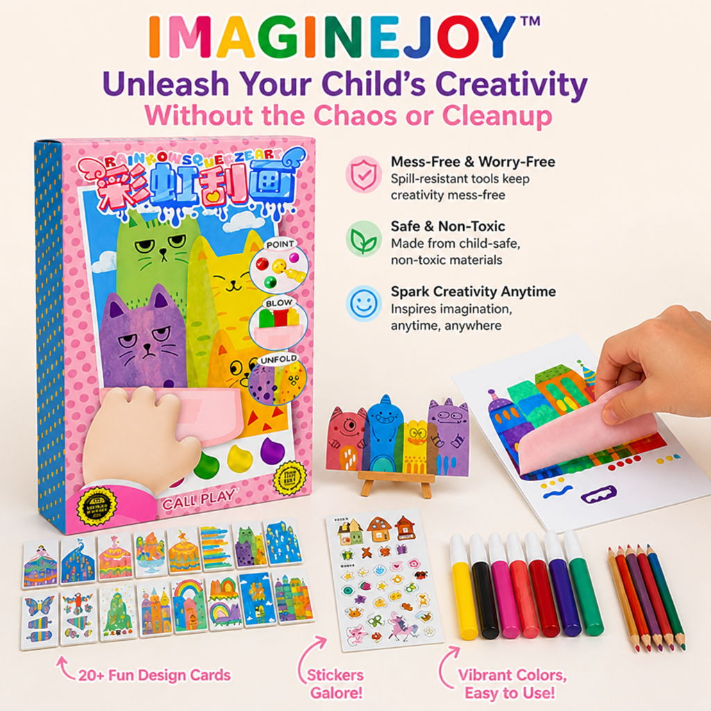 ImagineJoy™ — Squeeze, Scrape & Reveal Rainbow Art With Zero Table Mess | Screen-Free Fun