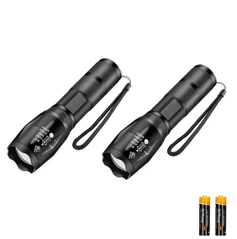 High Brightness LED Tactical Flashlights – Set of 2 with 5 Settings