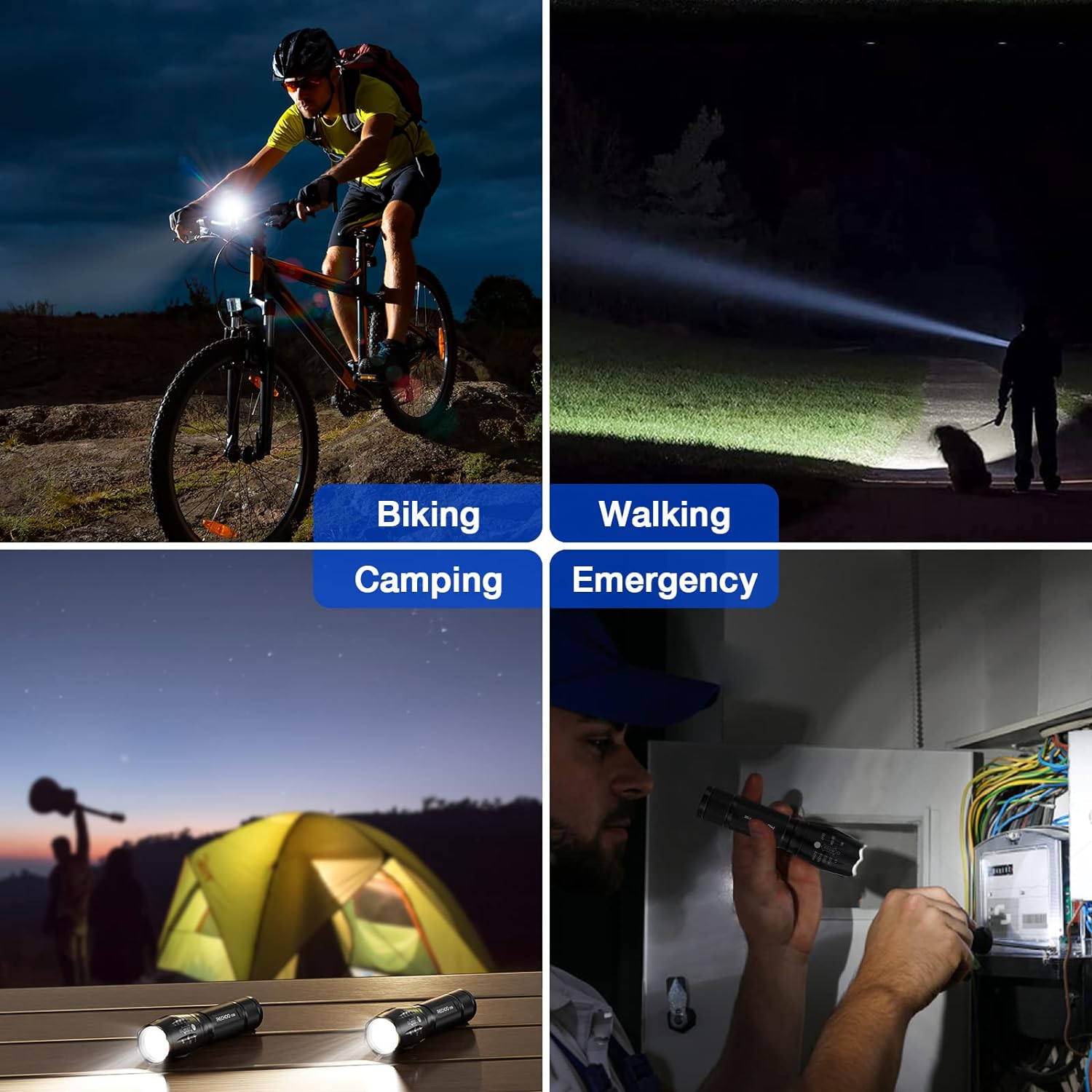 High Brightness LED Tactical Flashlights – Set of 2 with 5 Settings