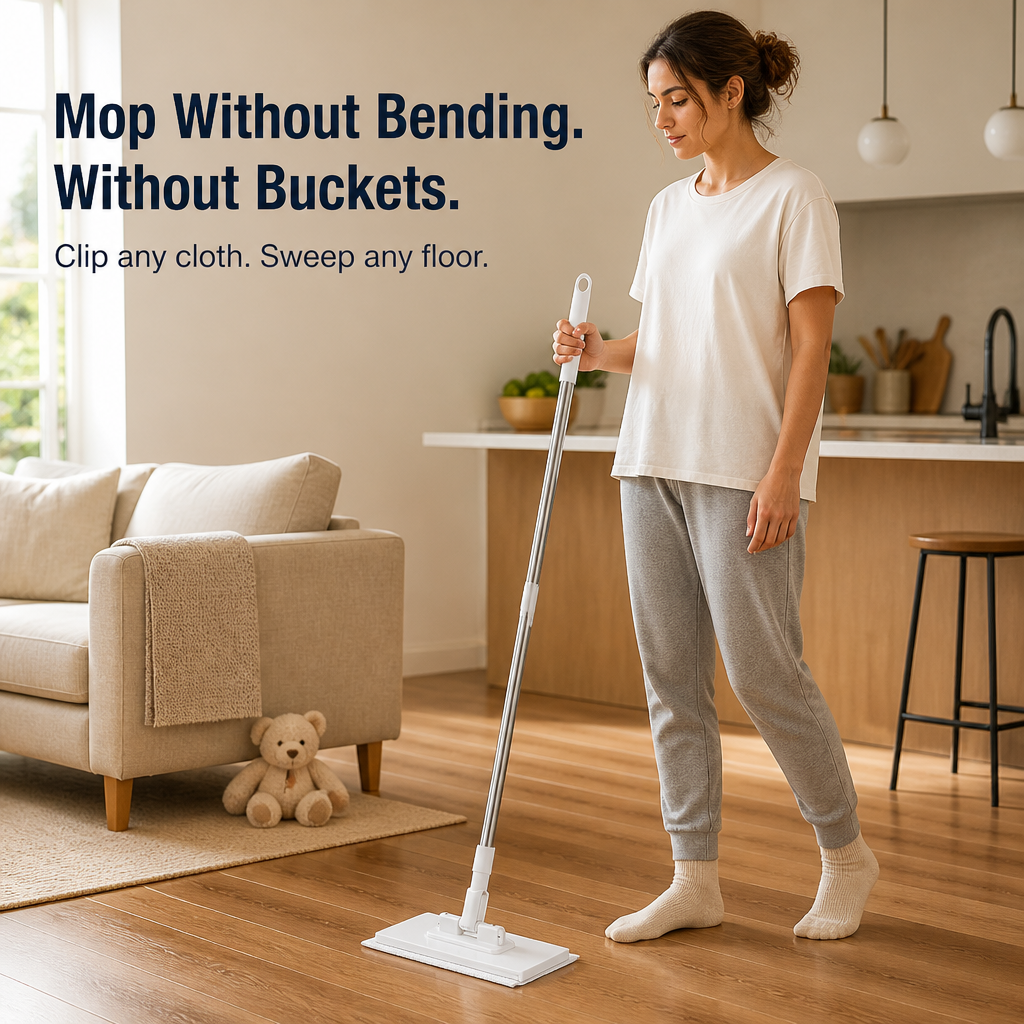 SwiftSweepPro™ — Clip Any Cloth, Sweep Any Floor, Skip the Refill Aisle for Good