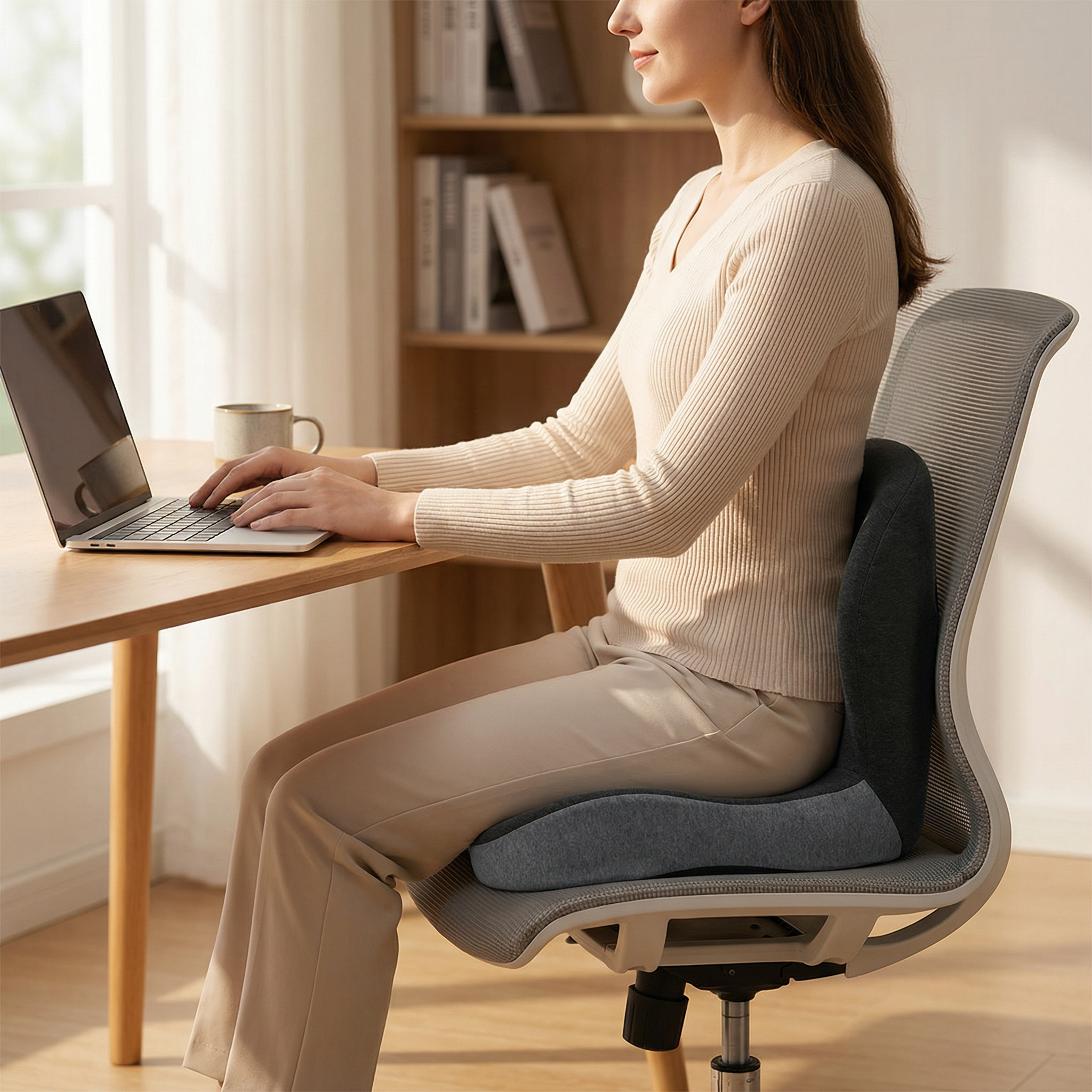 Ergonomic Back Support Pillow – Lumbar Cushion for Car Seats and Chairs