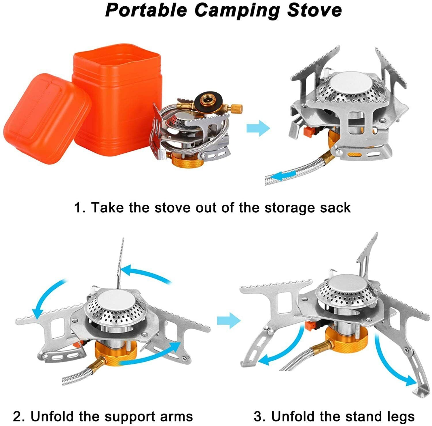 Portable Gas Stove 3700W for Camping with Piezo Ignition – Ultralight