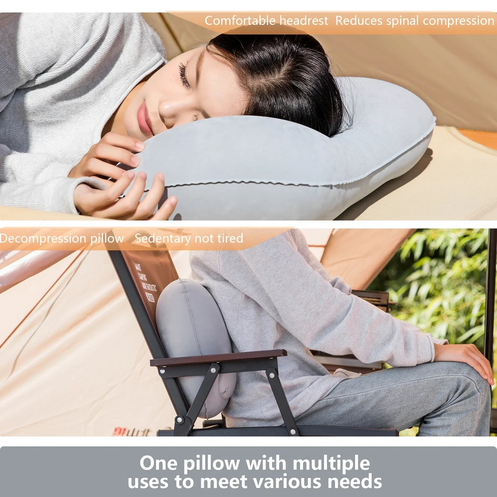 Inflatable Camping Pillow with Integrated Pump – Lightweight Design