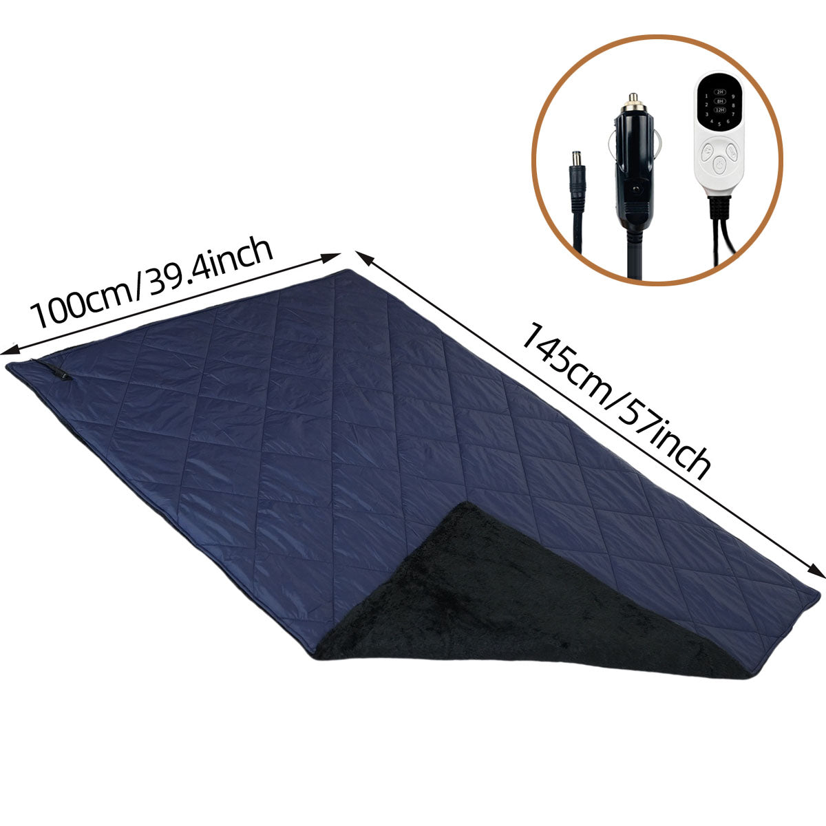 Portable 12V Heated Blanket for Car Travel with USB Connection