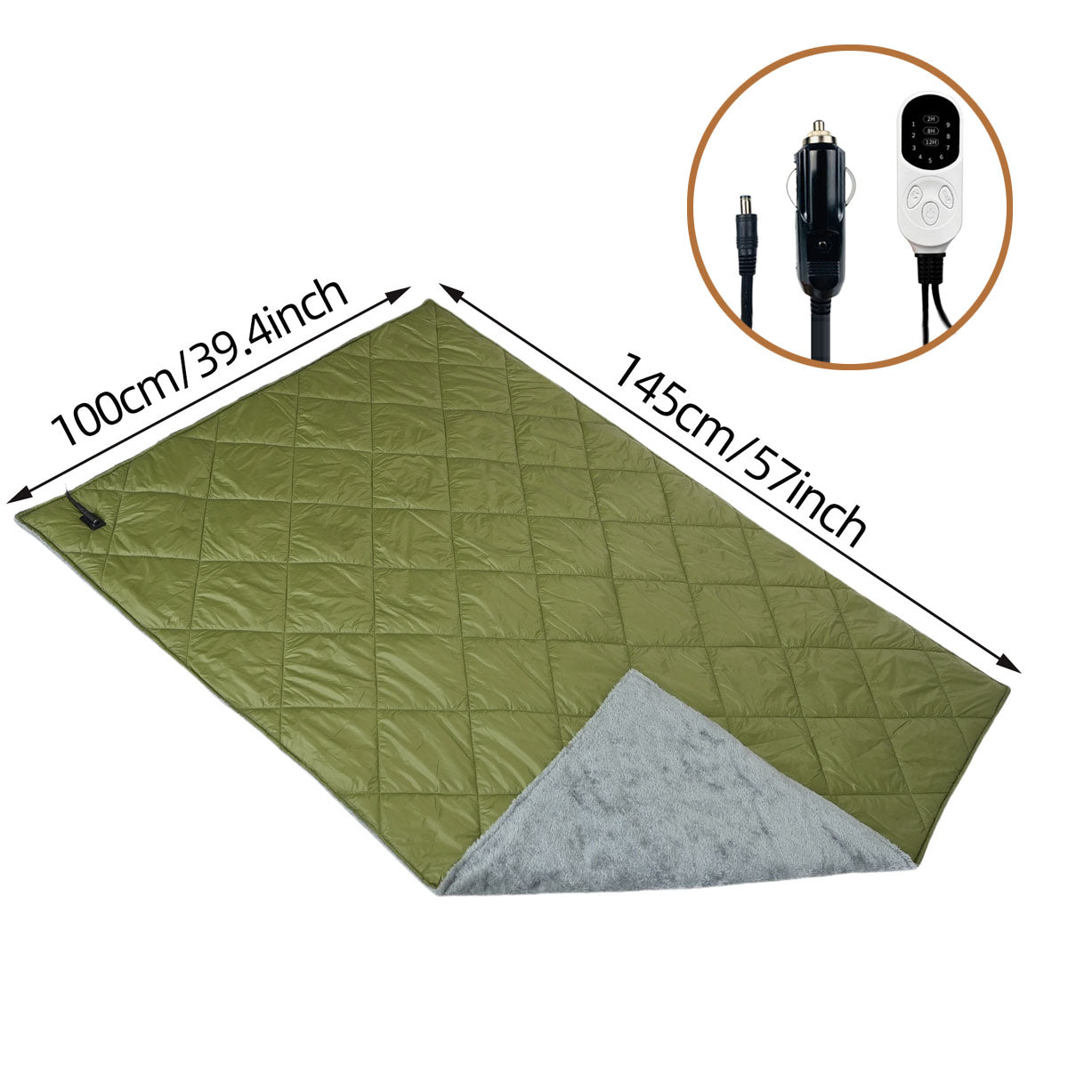 Portable 12V Heated Blanket for Car Travel with USB Connection