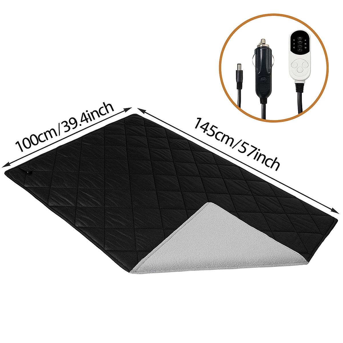 Portable 12V Heated Blanket for Car Travel with USB Connection