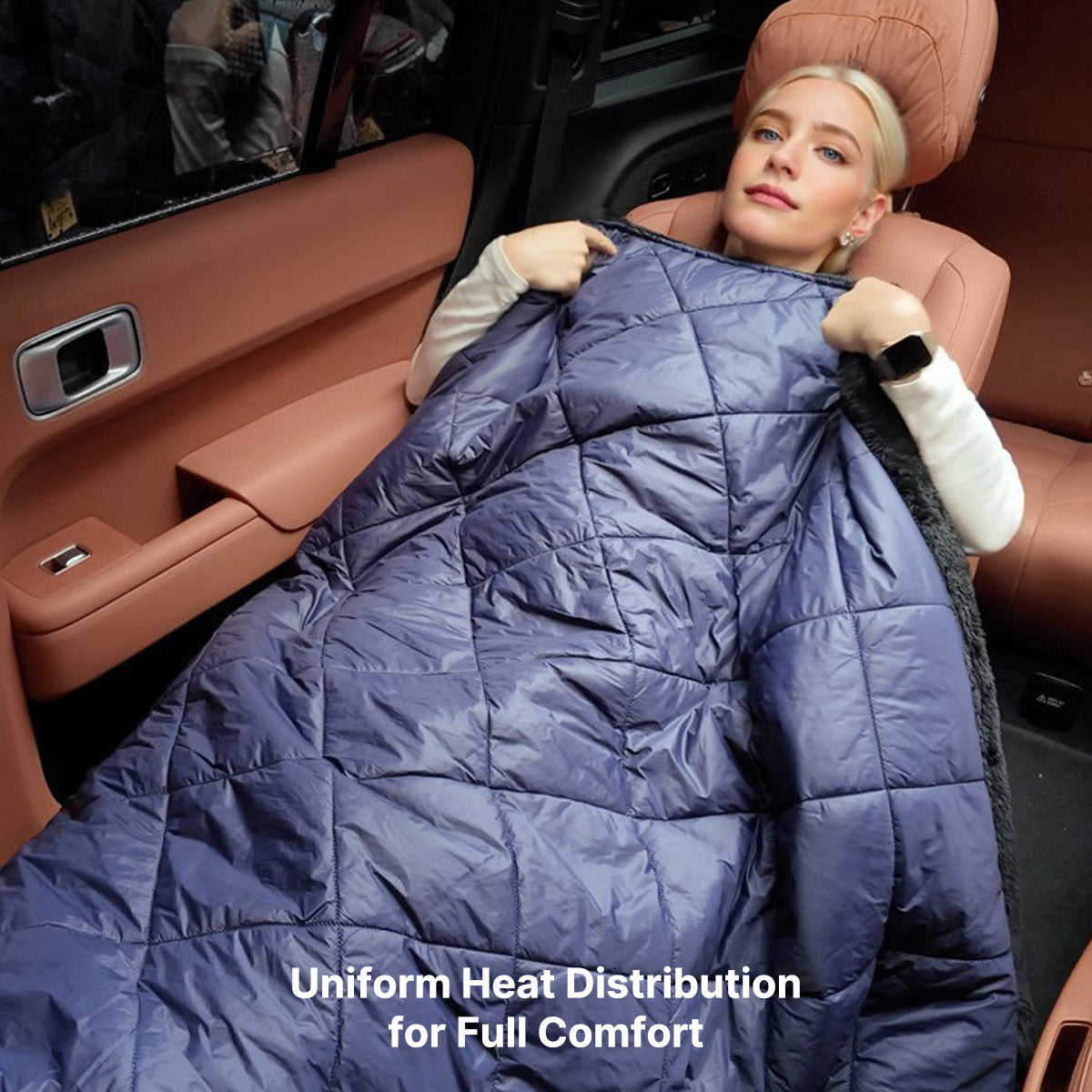 Portable 12V Heated Blanket for Car Travel with USB Connection