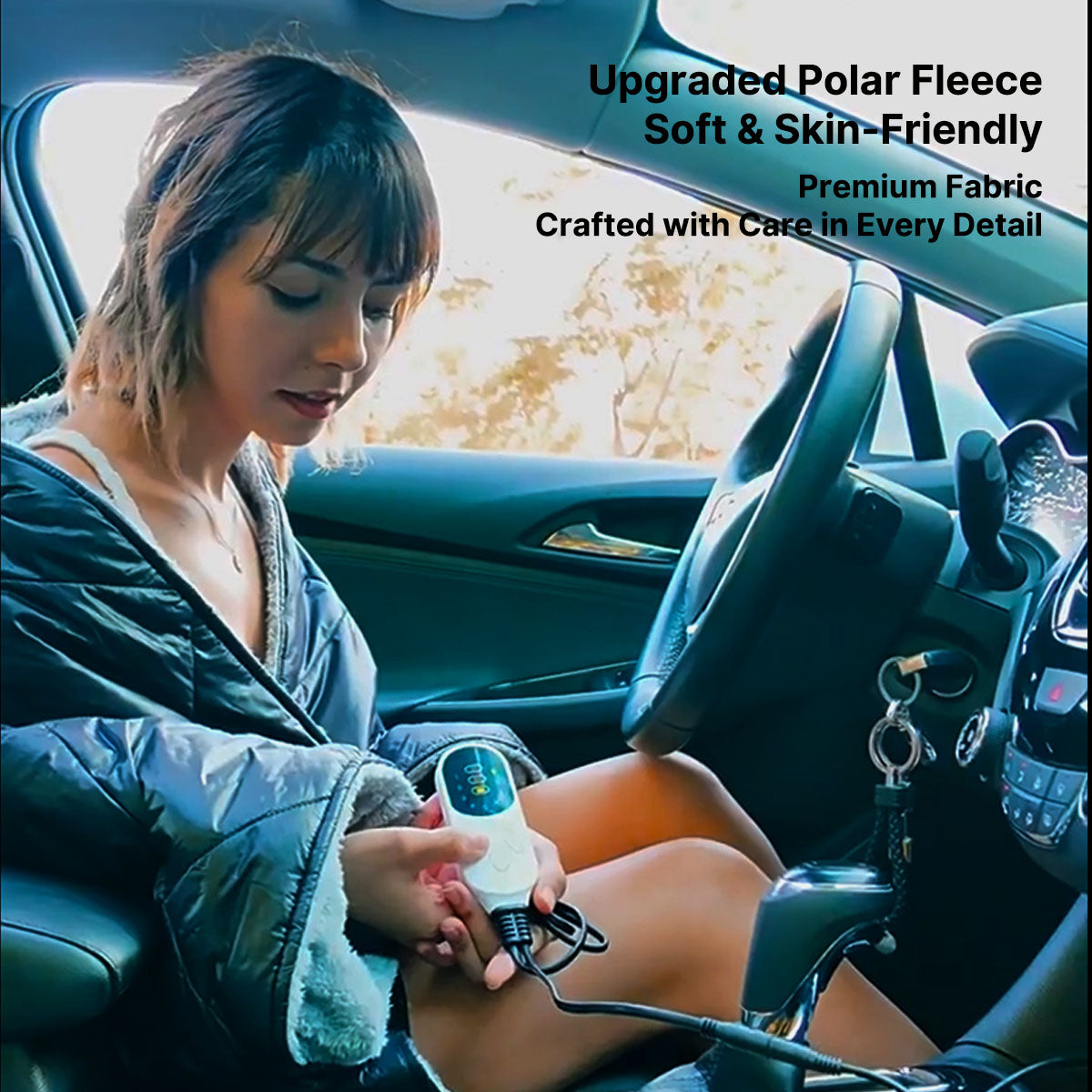 Portable 12V Heated Blanket for Car Travel with USB Connection