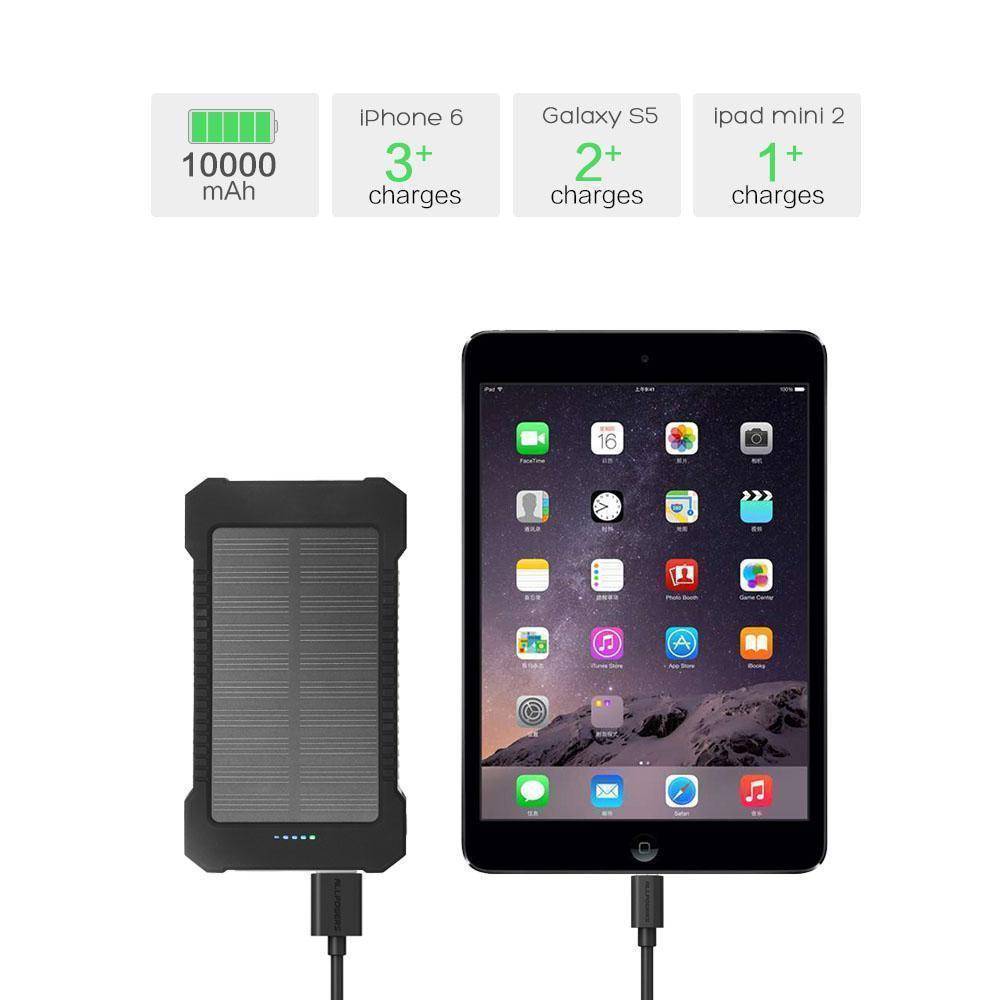 Solar Charger Power Bank 20000mAh with Built-in Flashlight