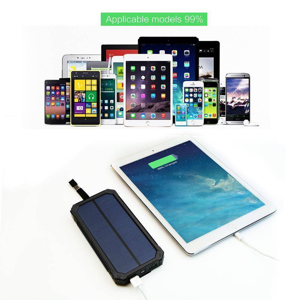 Solar Charger Power Bank 20000mAh with Built-in Flashlight