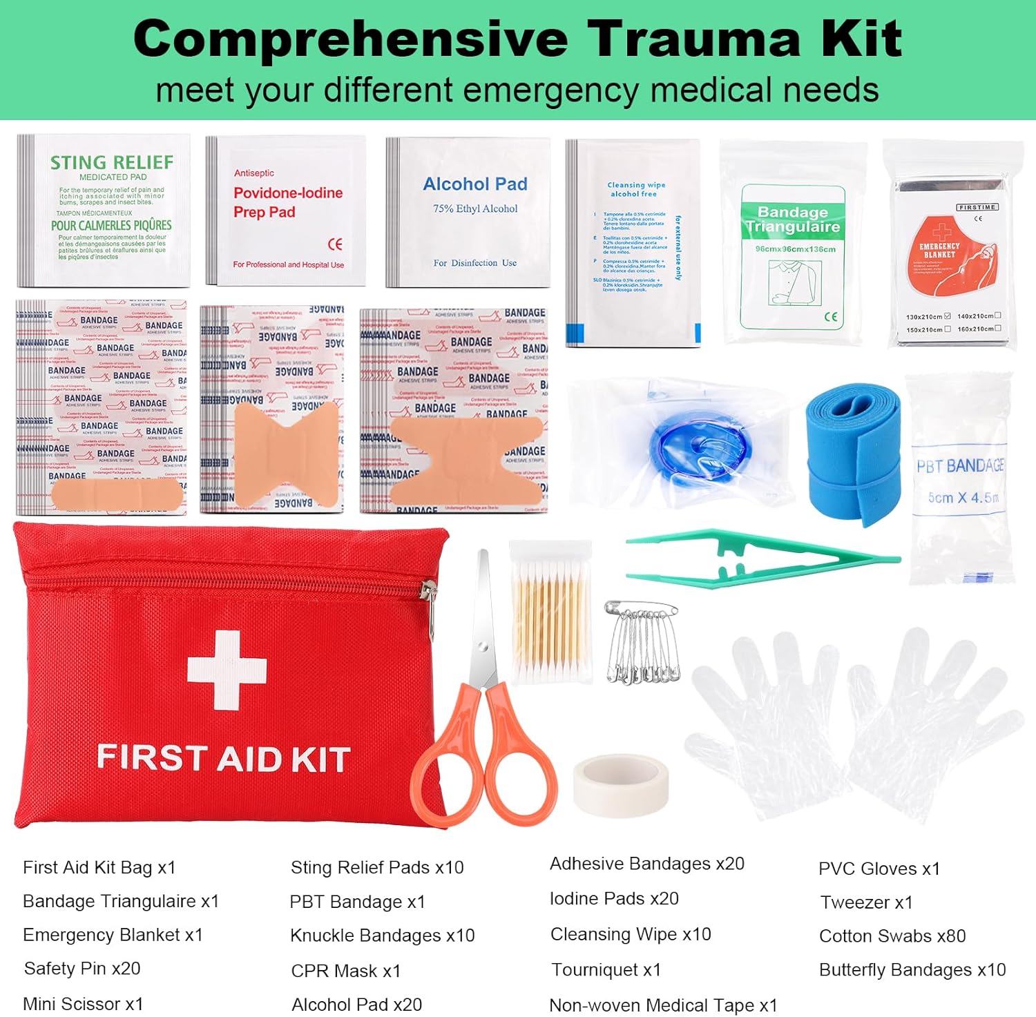 First Aid Kit IFAK for Tactical Survival – 256 Pieces