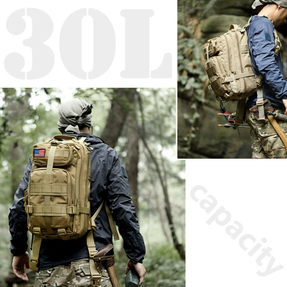 30L Tactical Rucksack - Waterproof Military Backpack