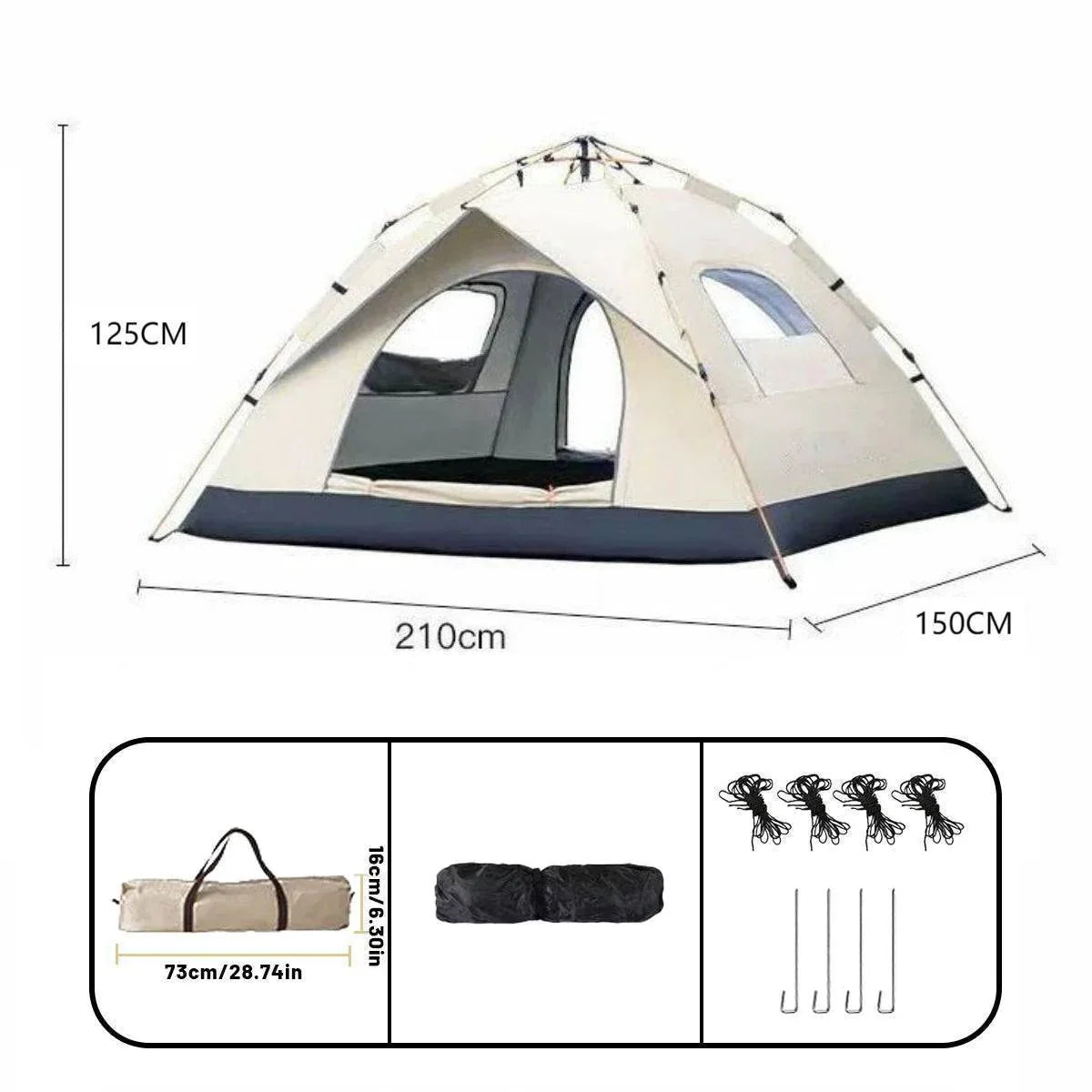 Portable Waterproof Camping Tent for 4 People - Automatic Pop-Up