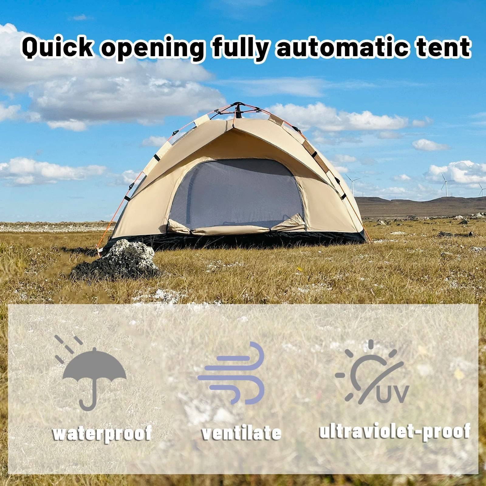 Portable Waterproof Camping Tent for 4 People - Automatic Pop-Up