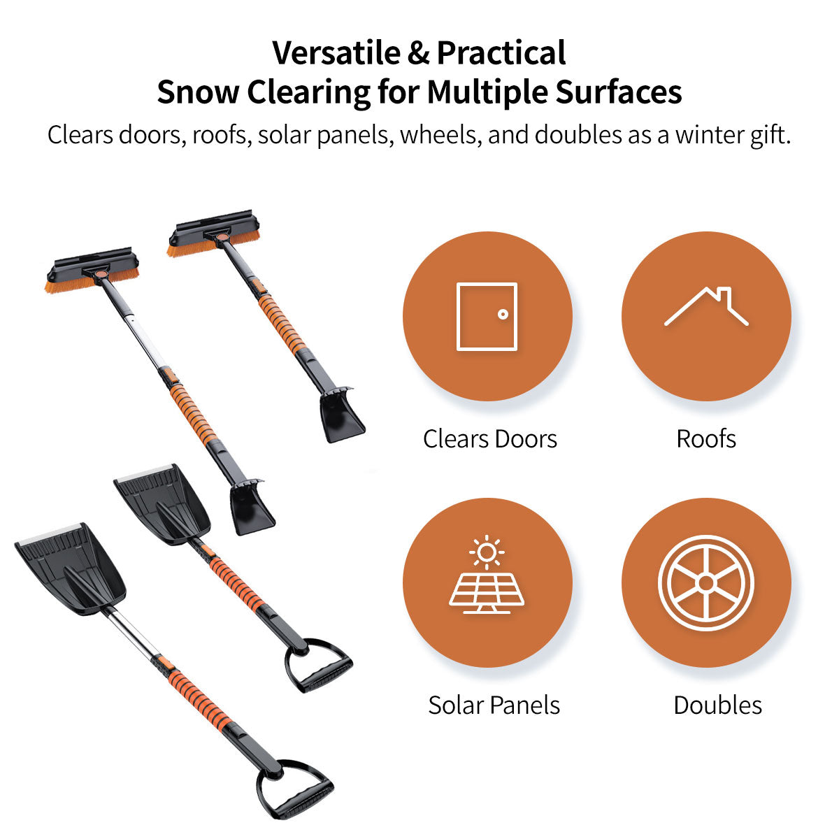 Multi-Function Snow Shovel and Ice Scraper for Cars