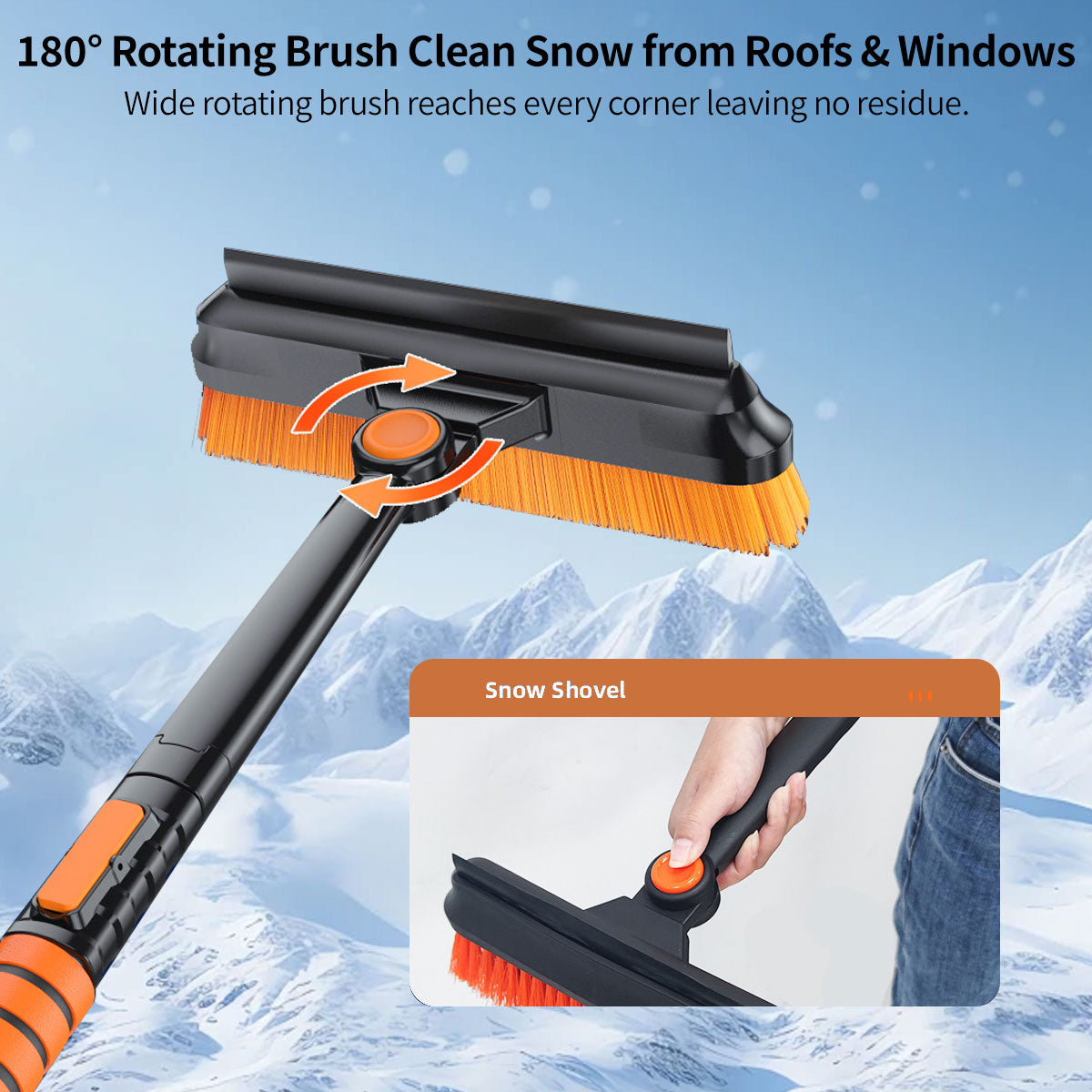 Multi-Function Snow Shovel and Ice Scraper for Cars