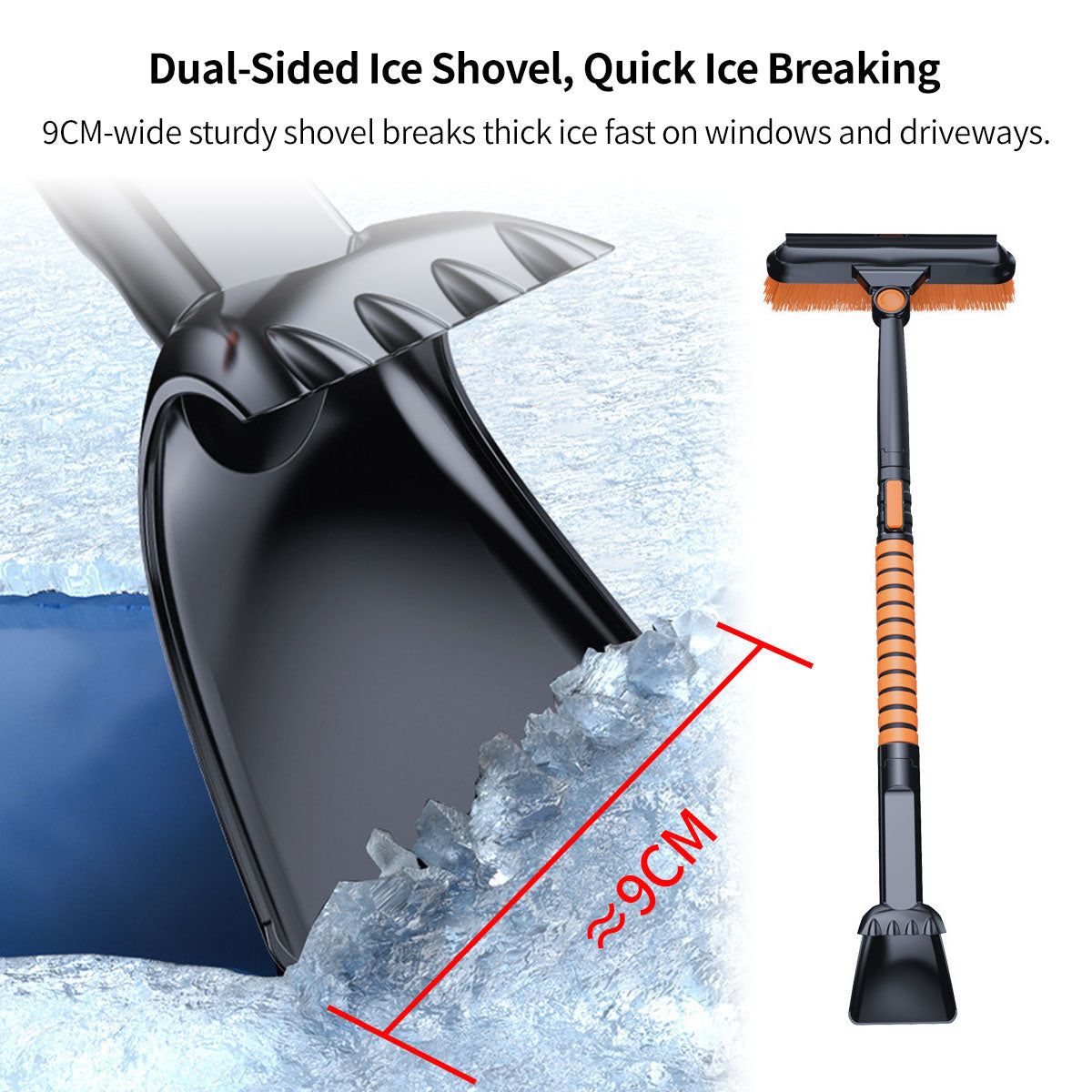 Multi-Function Snow Shovel and Ice Scraper for Cars