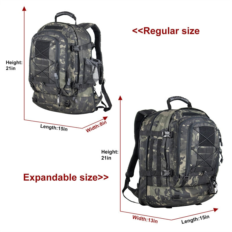 Expandable 60L Tactical Backpack for Outdoor Adventures