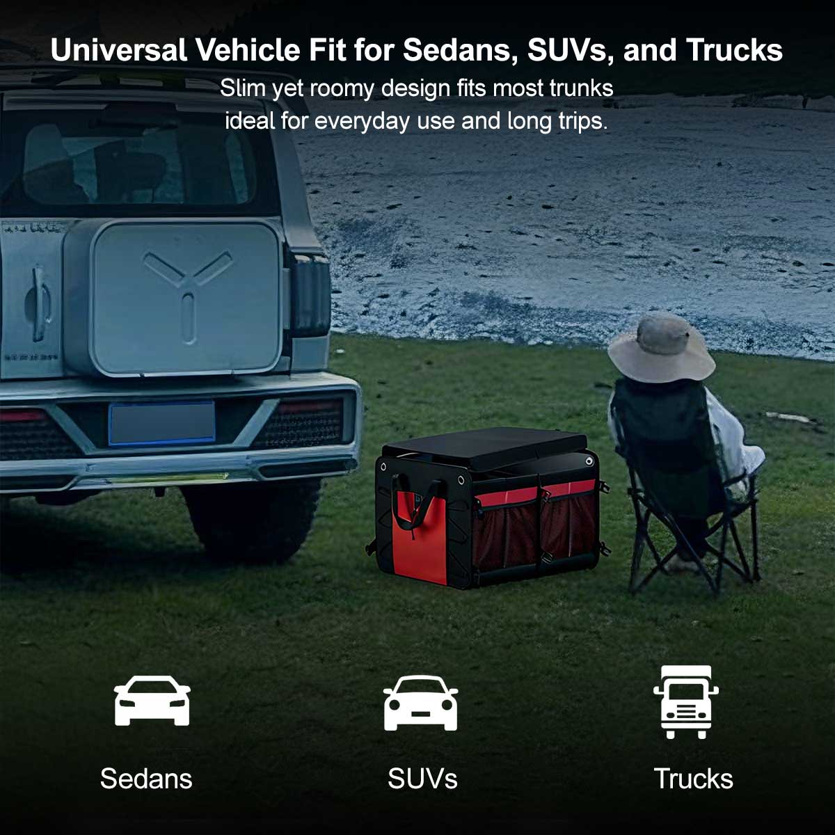 Collapsible 60L Vehicle Cargo Storage Organizer