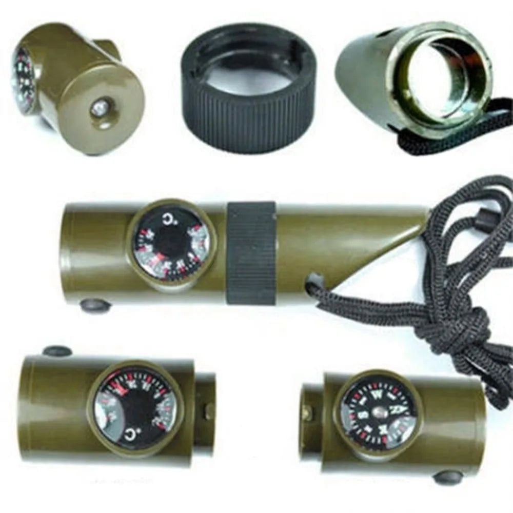 Multi-tool Survival Whistle with 7 Functions for Emergency Use