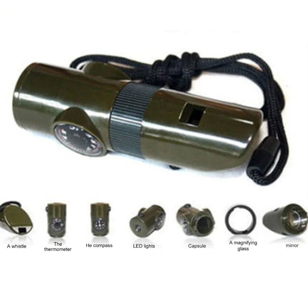 Multi-tool Survival Whistle with 7 Functions for Emergency Use