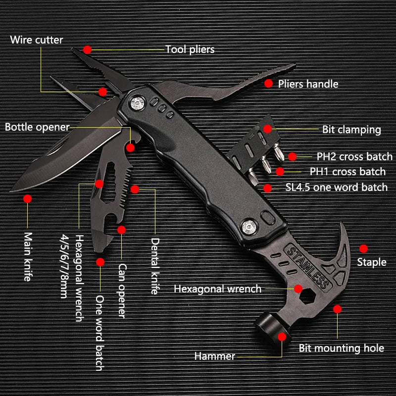 Multifunctional Survival Pliers with Hammer - 7 Tools in One