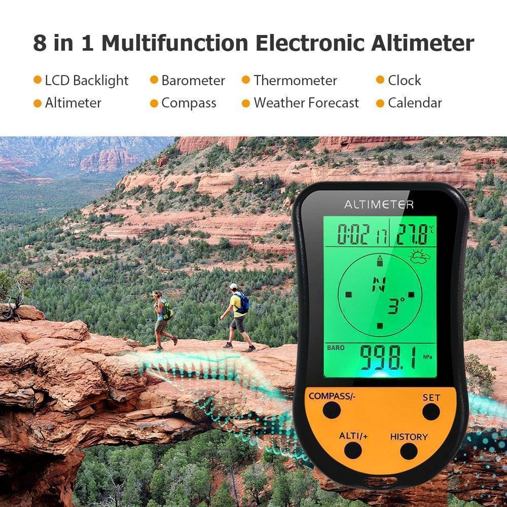 Digital Altimeter with Barometer, Compass, and 8 Functions