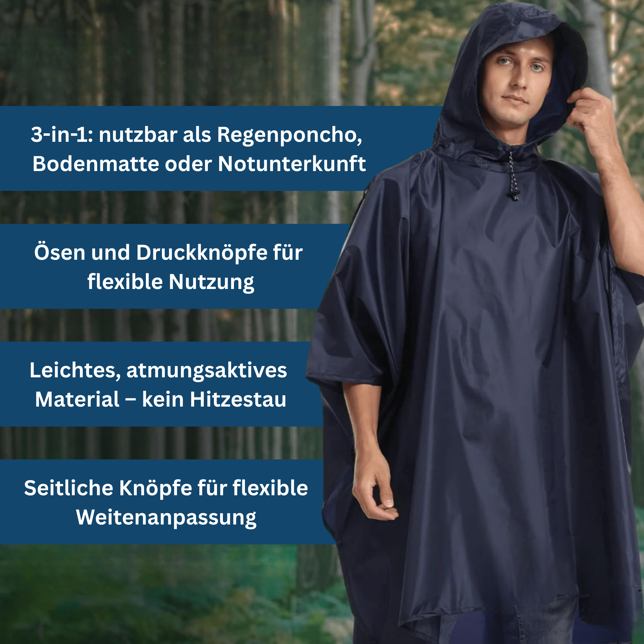 Versatile 3-in-1 Rain Poncho for All Seasons