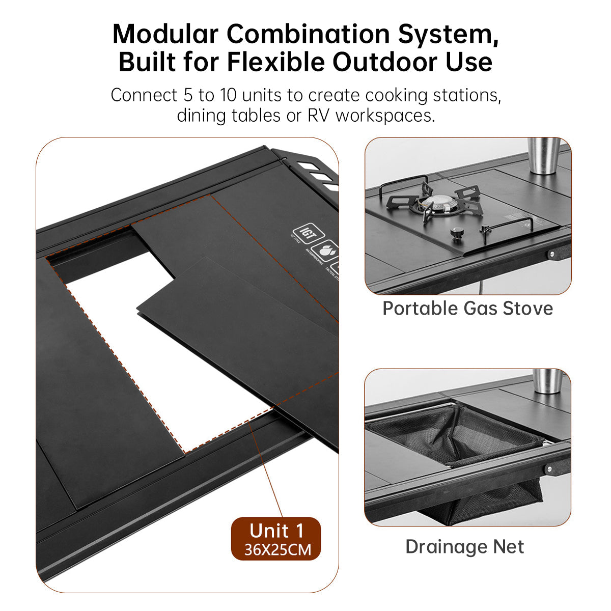 Folding Camping Table in Aluminum – Modular Design