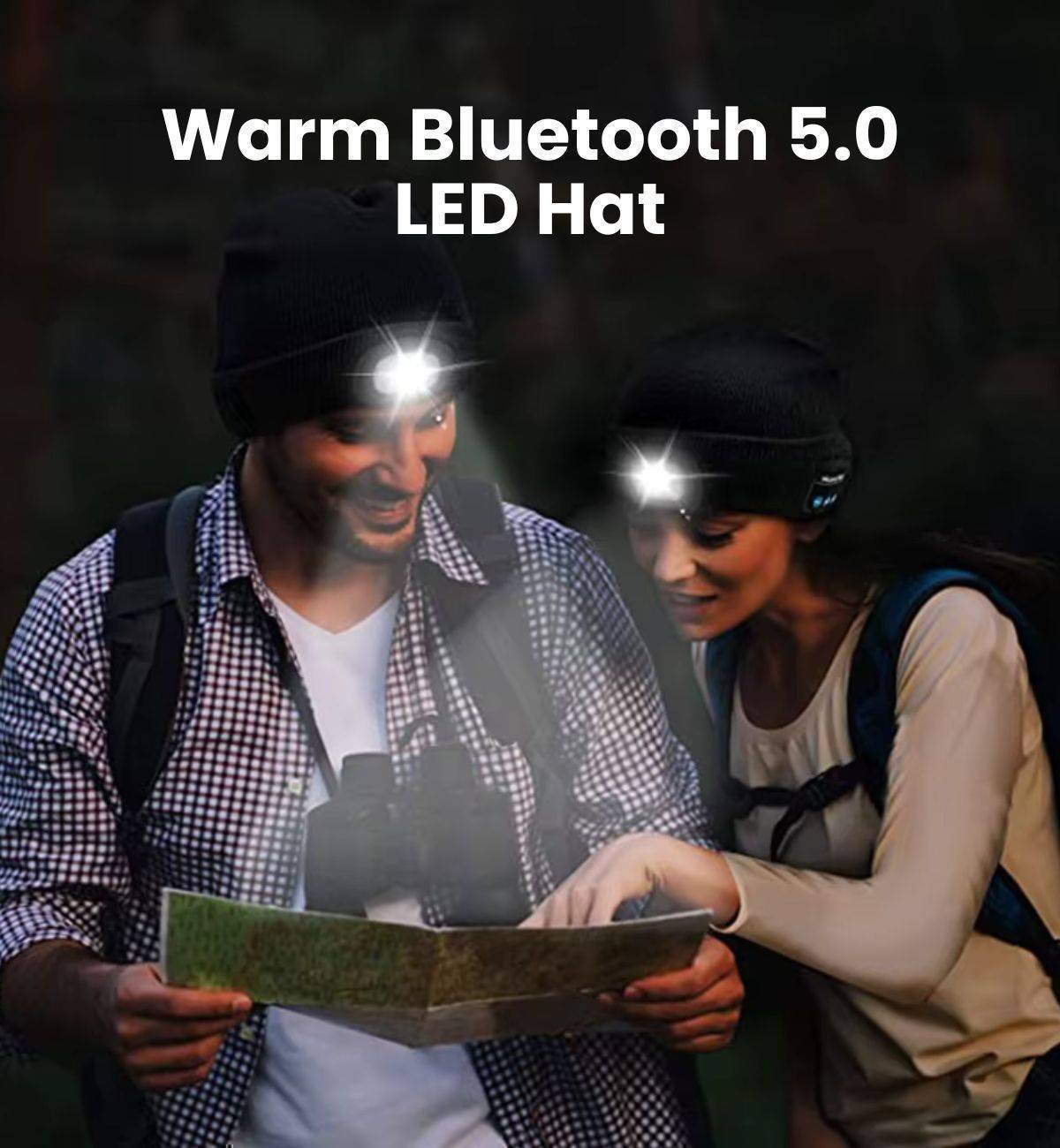 Wireless Beanie Hat with LED Lights and Bluetooth 5.0 Connectivity