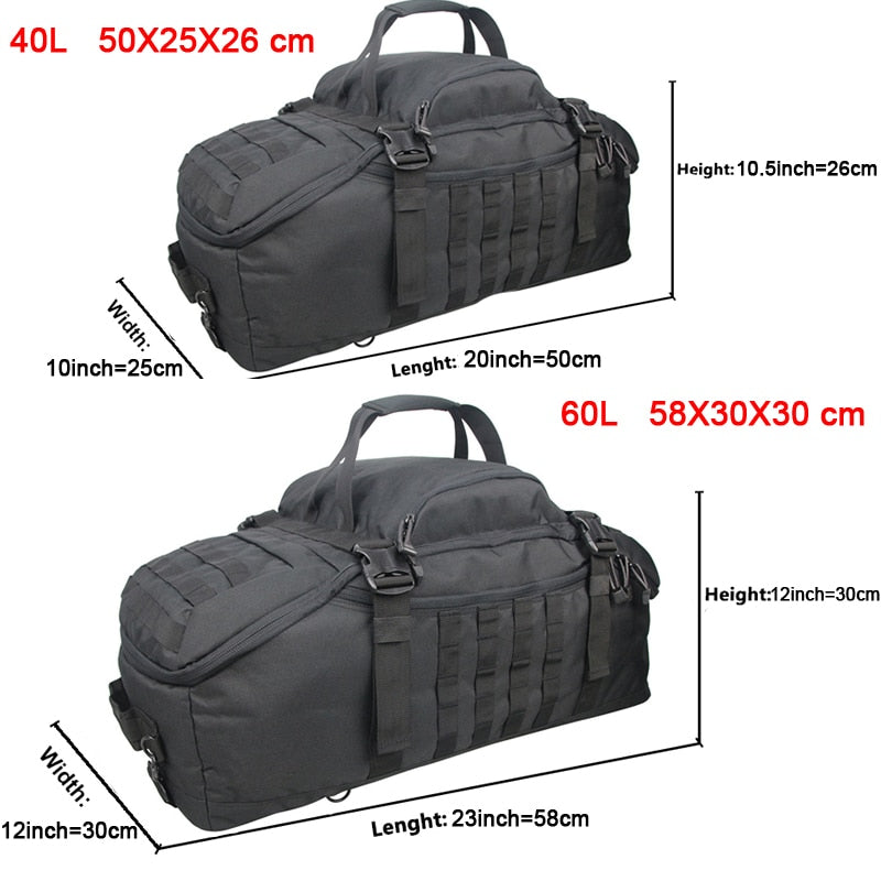 Waterproof Military Duffel Backpack - 3-in-1 Travel Gym Bag