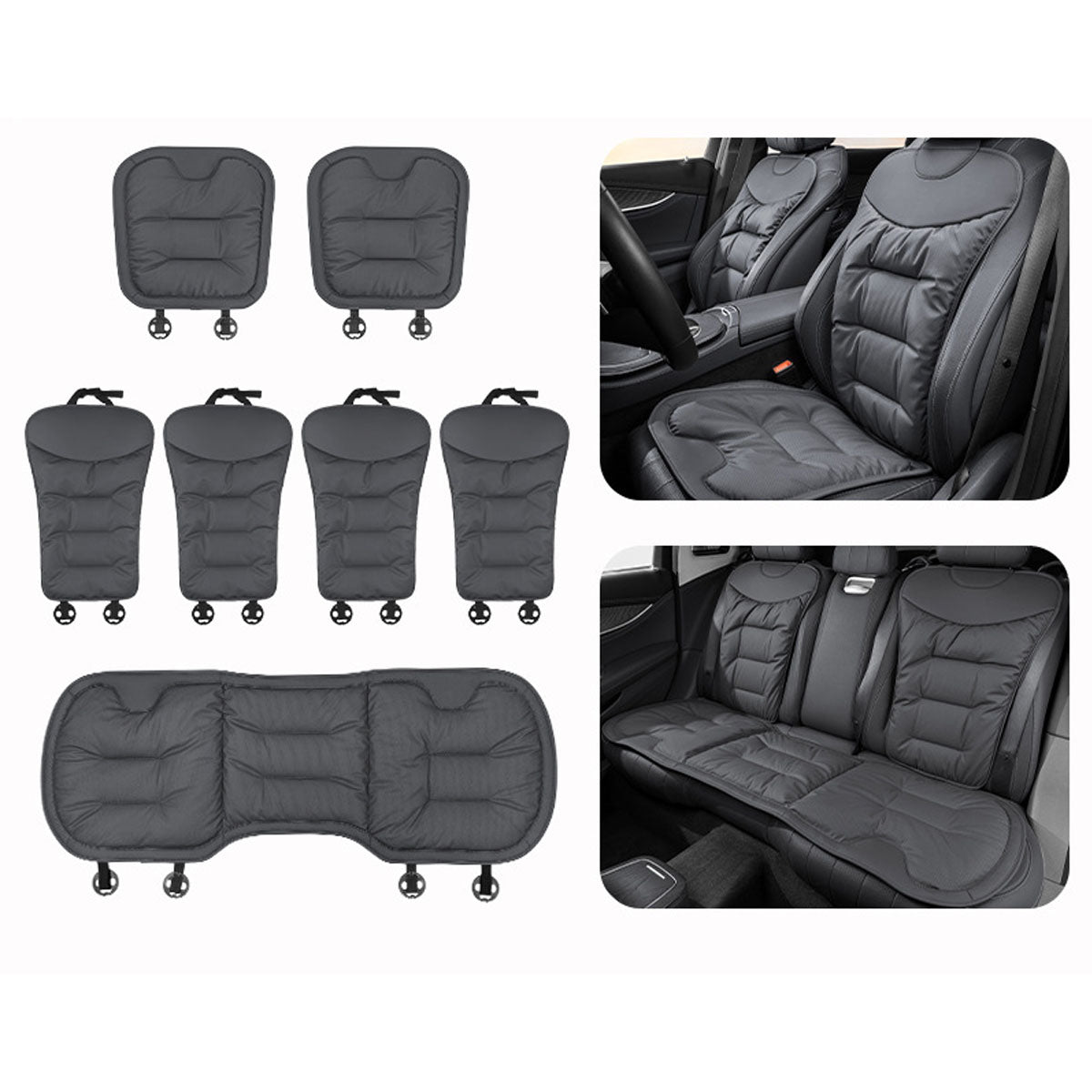 Complete Set of Breathable Leather Car Seat Covers in Napa Style