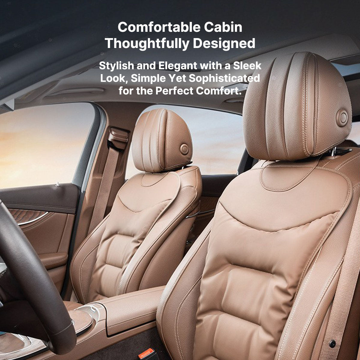 Complete Set of Breathable Leather Car Seat Covers in Napa Style