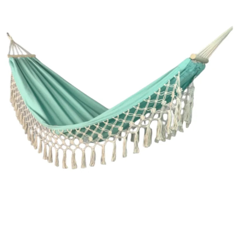 Wooden Post Hammock with Canvas Fabric and Anti-Rollover Feature