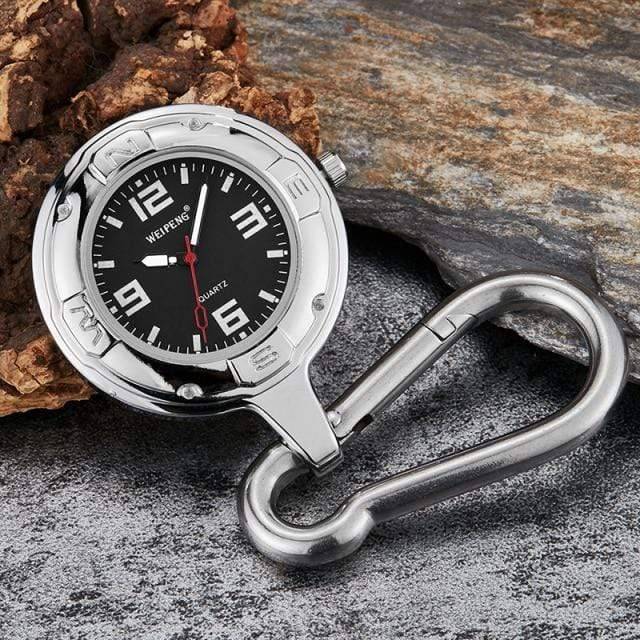 Quartz Pocket Watch with Clip-On Carabiner Attachment