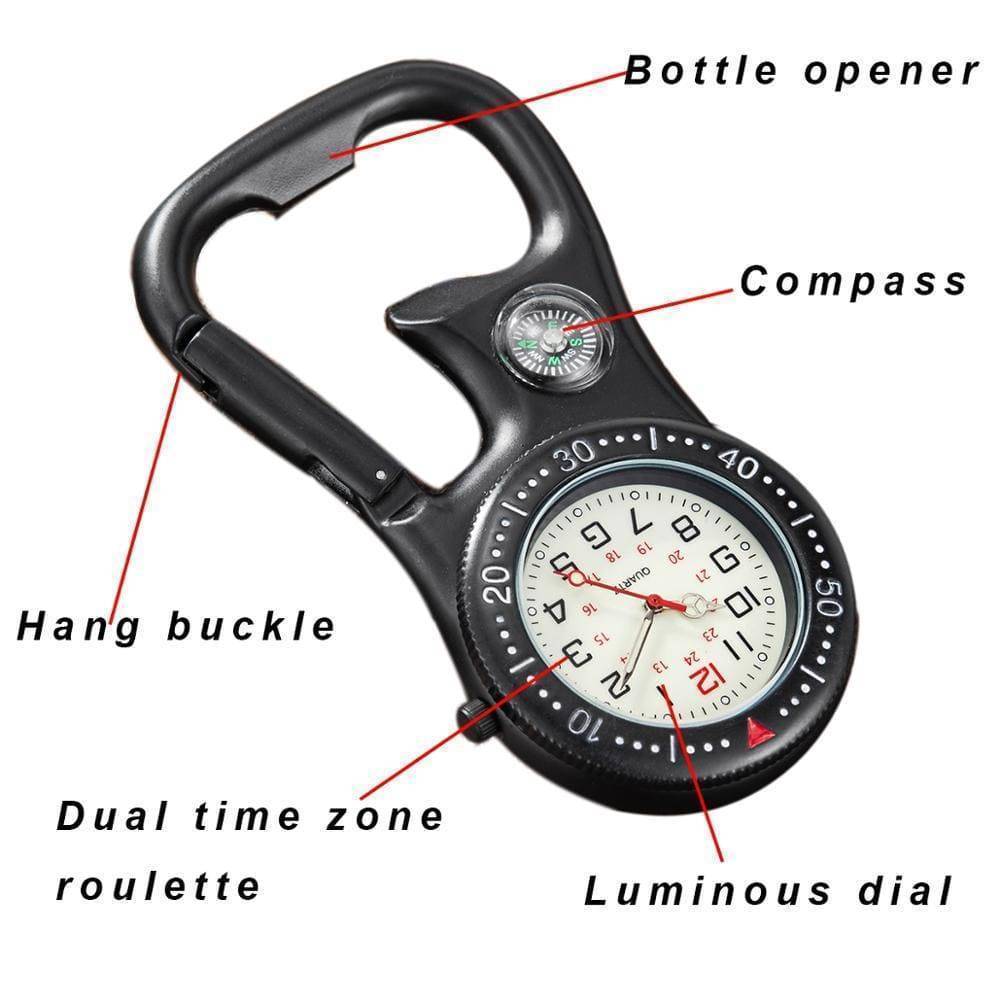 Quartz Pocket Watch with Clip-On Carabiner Attachment
