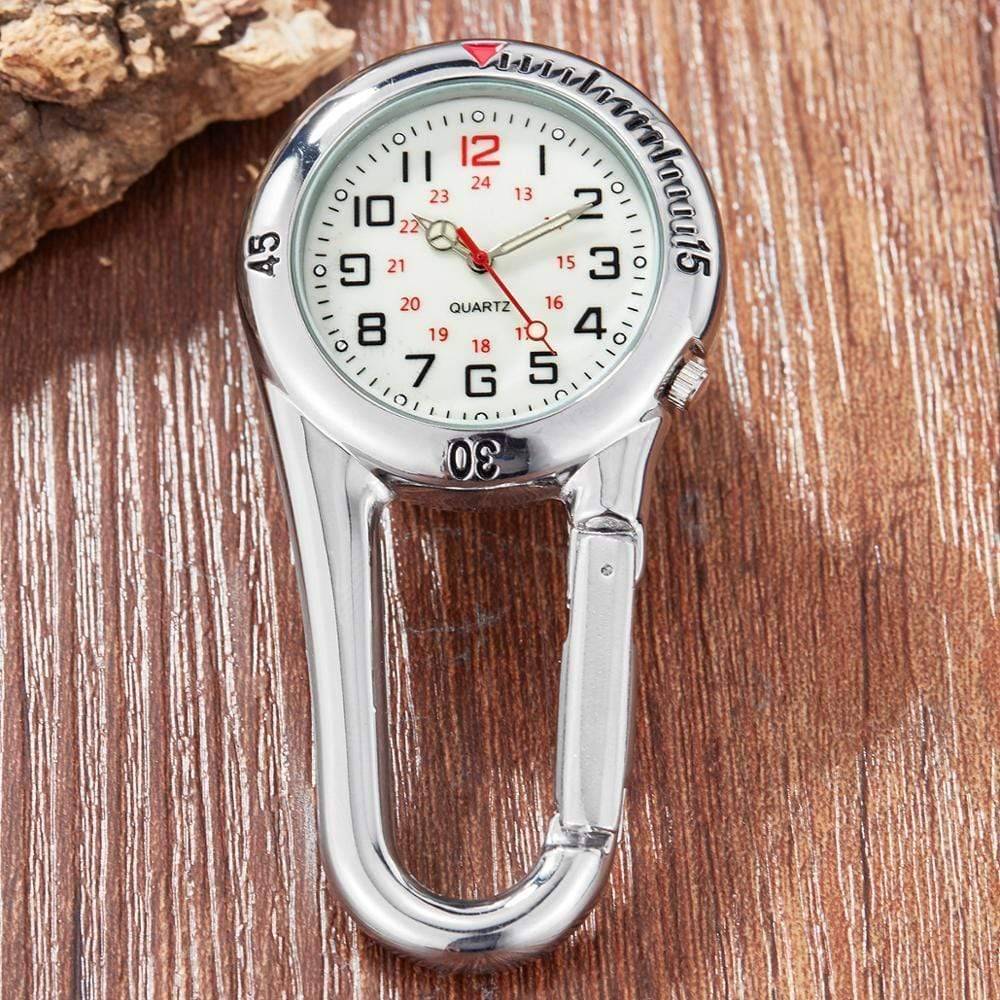 Quartz Pocket Watch with Clip-On Carabiner Attachment