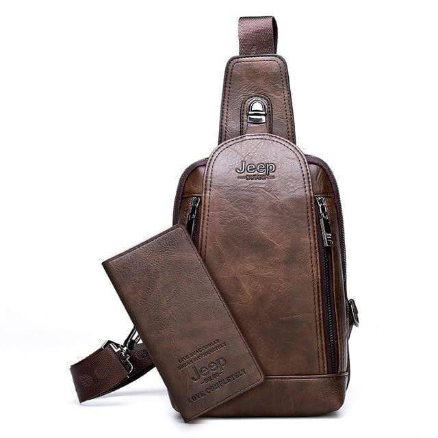 Travel and Hiking Sling Bag Made of Sturdy Leather