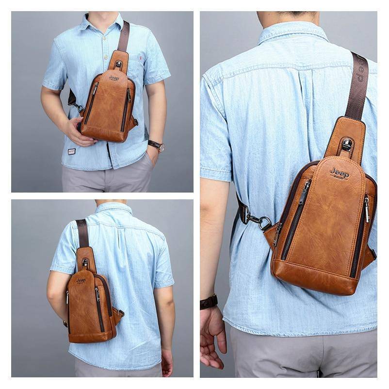 Travel and Hiking Sling Bag Made of Sturdy Leather