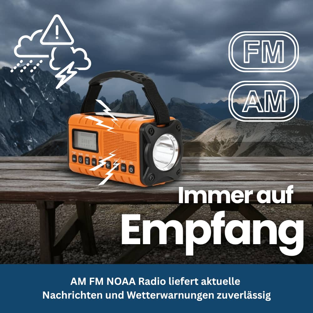 Crank-Powered Emergency Radio and Solar Flashlight