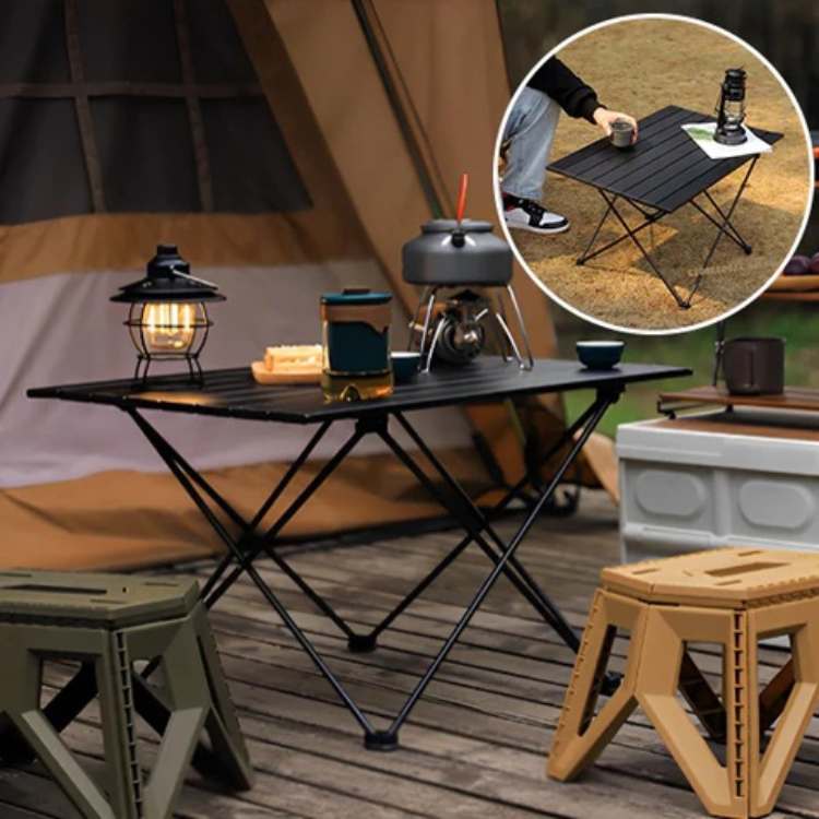 Portable Camping Table with Storage – Folding Design