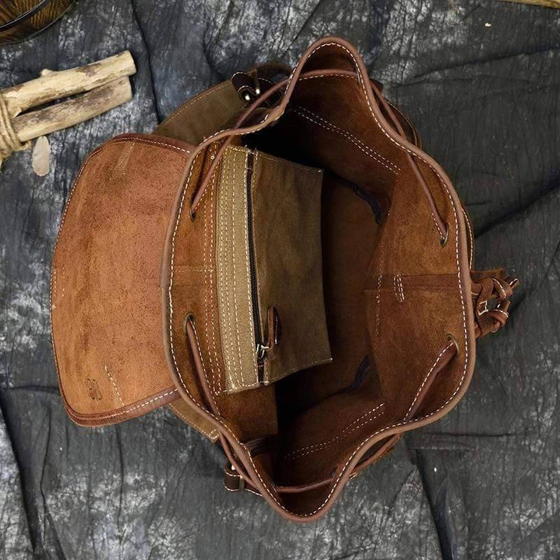 Thick Leather Backpack for Outdoor Use
